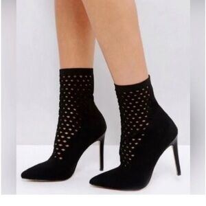 Aldo Black Mesh Heeled Boots